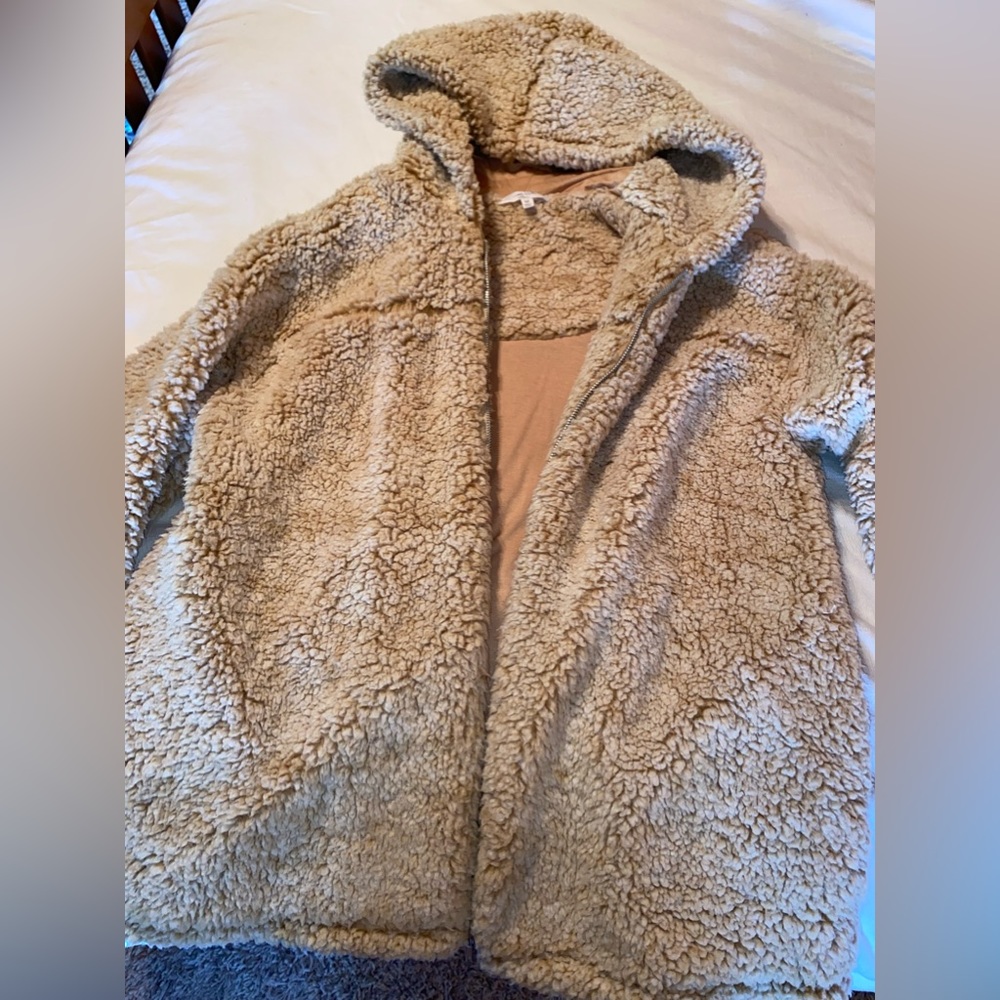 Peach Love tan Sherpa warm jacket